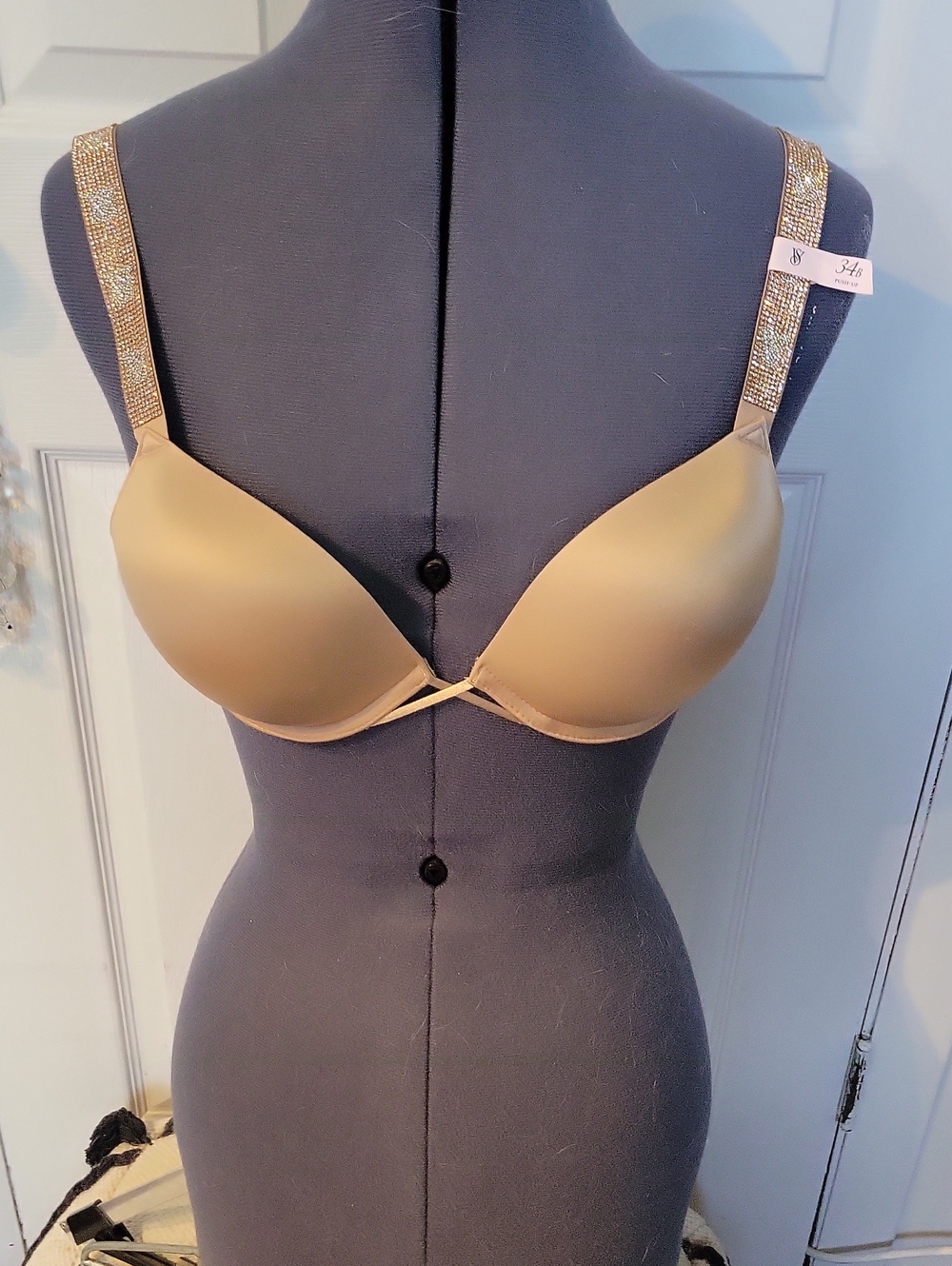 Victoria's Secret Nude/Tan Embellished Strap T-Shirt Bra
